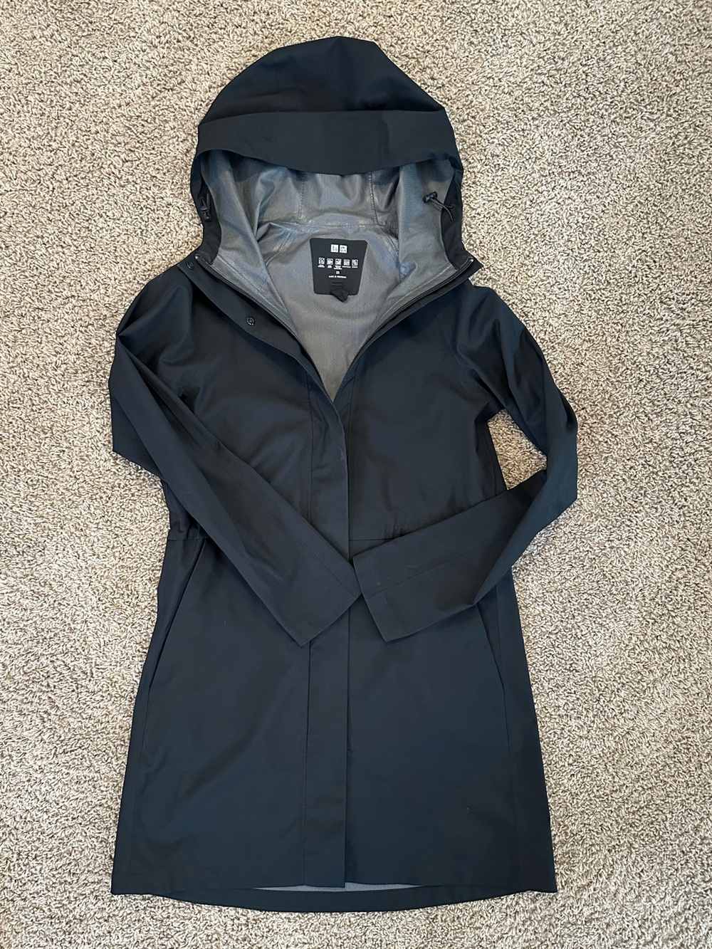 Uniqlo Women's Black Hooded Trench Coat - Picture 2 of 7